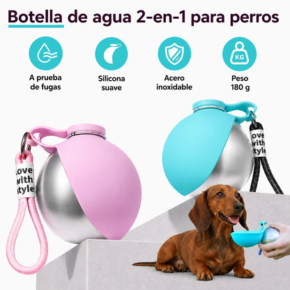 2 en 1 : Cantimplora + Bebedero Antifugas